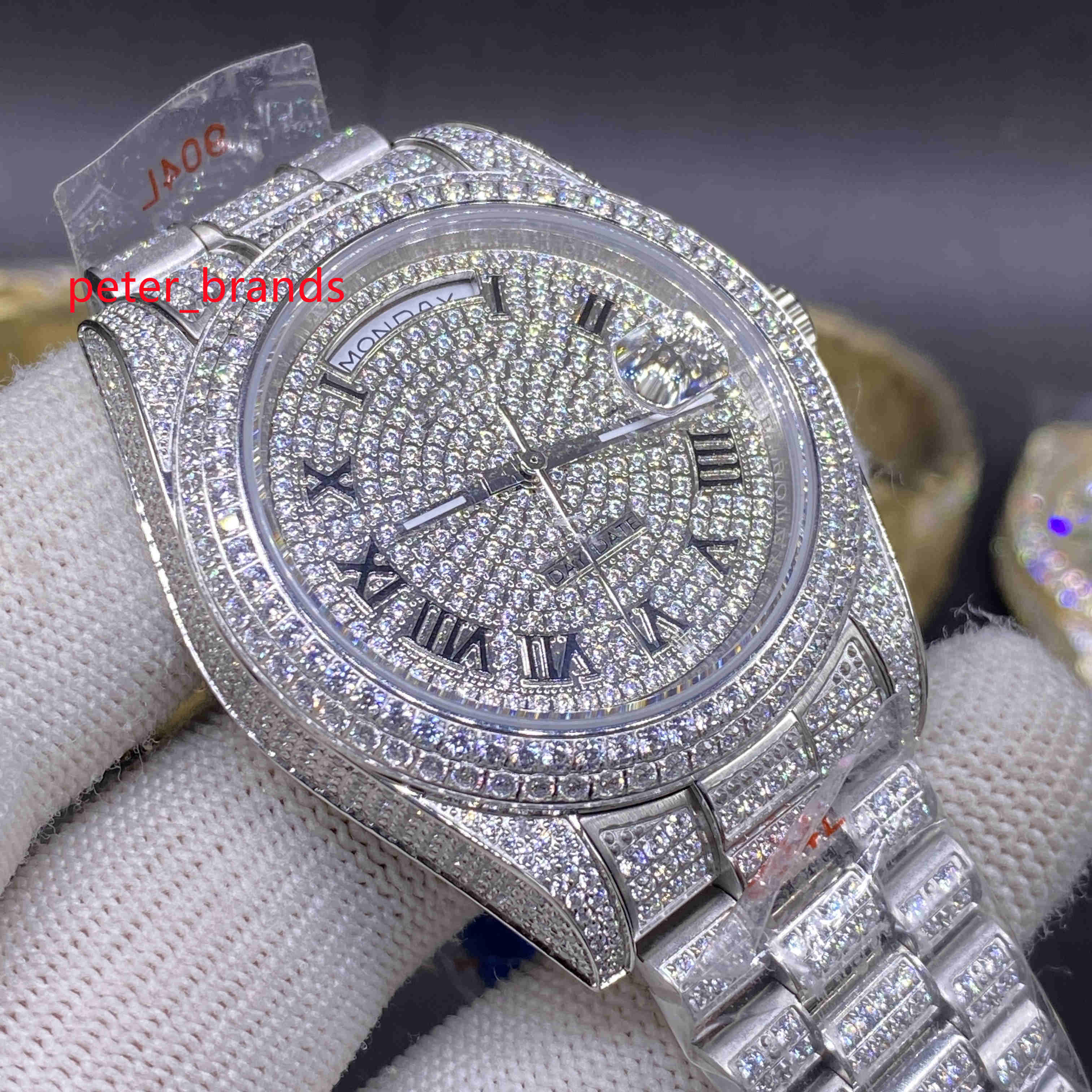 NEW Luxury 40mm watch high quality full diamond band Automatic men's watches fashion Silver 904 Stainless Steel case Side of Diamond Face
NEW Luxury 40mm watch high quality full diamond band Automatic men's watches fashion Silver 904 Stainless Steel case Side of Diamond Face
