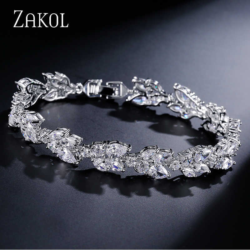 ZAKOL High Quality Clear White Cubic Zirconia Leaf Pattern Bracelets Bangles For Women Girl Gift Fashion Wedding Jewelry FSBP001 210609
ZAKOL High Quality Clear White Cubic Zirconia Leaf Pattern Bracelets Bangles For Women Girl Gift Fashion Wedding Jewelry FSBP001 210609