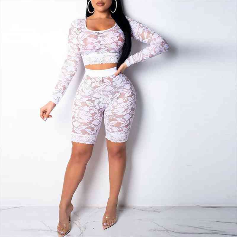 Plus Size Women 2 Pcs See-through Set Flower Long Sleeves Lace Crop Top And Shorts Bodycon Outfits Sexy Women Summer, Gray
Plus Size Women 2 Pcs See-through Set Flower Long Sleeves Lace Crop Top And Shorts Bodycon Outfits Sexy Women Summer, Gray