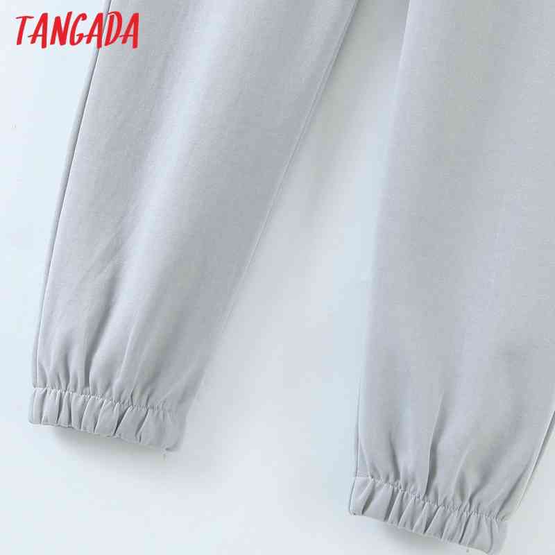 women Gray Long Pants High Quality Big Strethy Waist Trousers Joggers Female Sweatpants QW77 210416