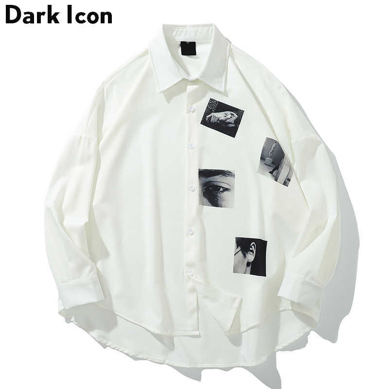 Dark Icon Printed Oversized Shirt Men Summer Turn-down Collar ' Shirts Three Quarter Sleeve for 210721, Black shirt
Dark Icon Printed Oversized Shirt Men Summer Turn-down Collar ' Shirts Three Quarter Sleeve for 210721, Black shirt