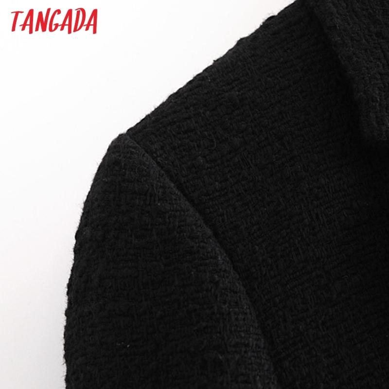 Women Embroidery Crop Tweed Female Long Sleeve Elegant Jacket Ladies Blazer Formal Suits 3H206 210416