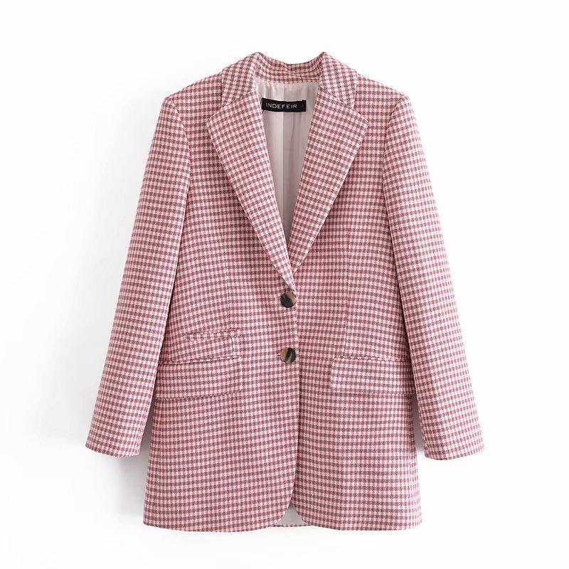 Women Two Pieces Set Checkered Blazers and Shorts Suit Fashion Casual Chic Lady Outfits & suit 210517