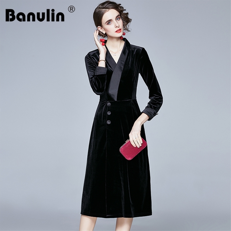 Banulin Women Winter Elegant Velvet Dress Festa High Quality Office Pencil Party Robe Femme V-neck Designer Black Vestidos 210603
Banulin Women Winter Elegant Velvet Dress Festa High Quality Office Pencil Party Robe Femme V-neck Designer Black Vestidos 210603