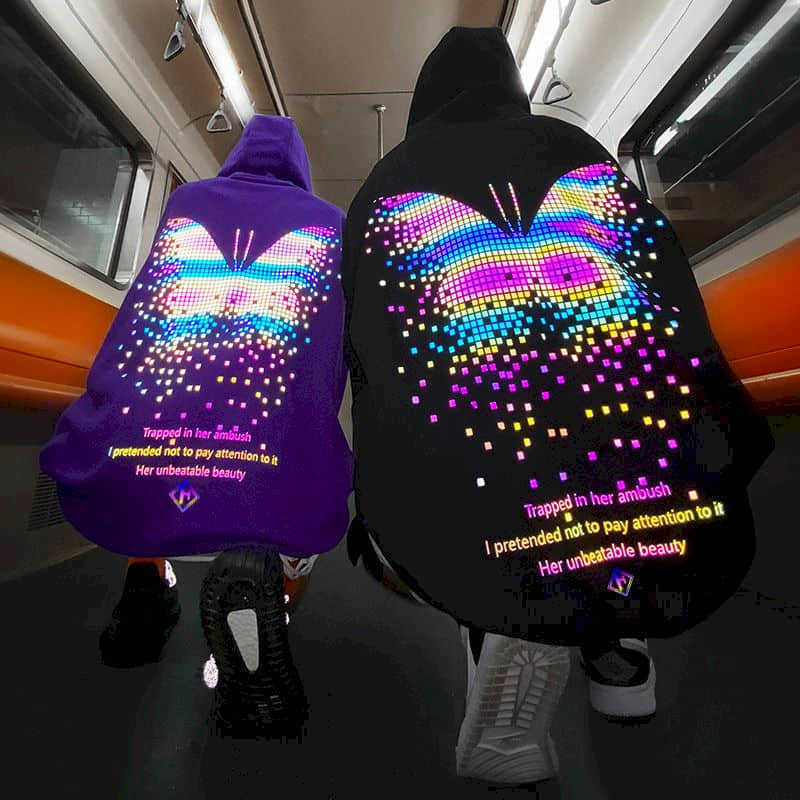 National Oversize Reflective Hoodies Men's Hooded Autumn And Winter Loose Large Size Couple Jacket 210526