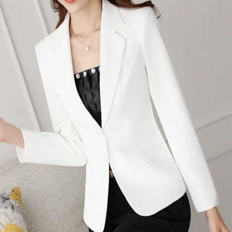 (made by yihaodi) spring and Autumn Korean Mini suit women's long sleeve short slim casual temperament White 210930