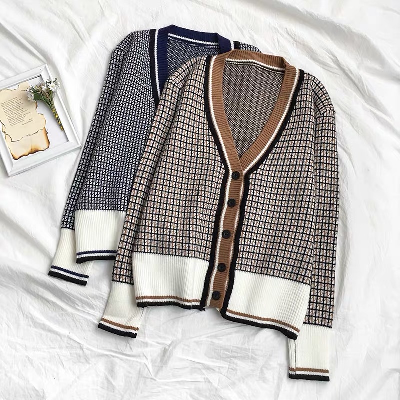 Cardigan Celebrity Style Sweater Women's Long-Sleeve Pattern Short Loose-Fit Students Coat Sweater 210421