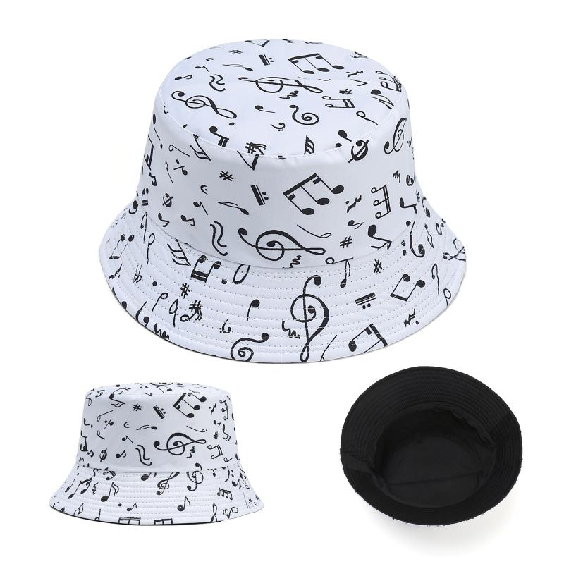 Wide Brim Hats Men's And Women's Sun Music Symbols Print Fisherman Cap Double-sided Dome Hat Hip Hop Sunhat 2021 T7 
Wide Brim Hats Men's And Women's Sun Music Symbols Print Fisherman Cap Double-sided Dome Hat Hip Hop Sunhat 2021 T7