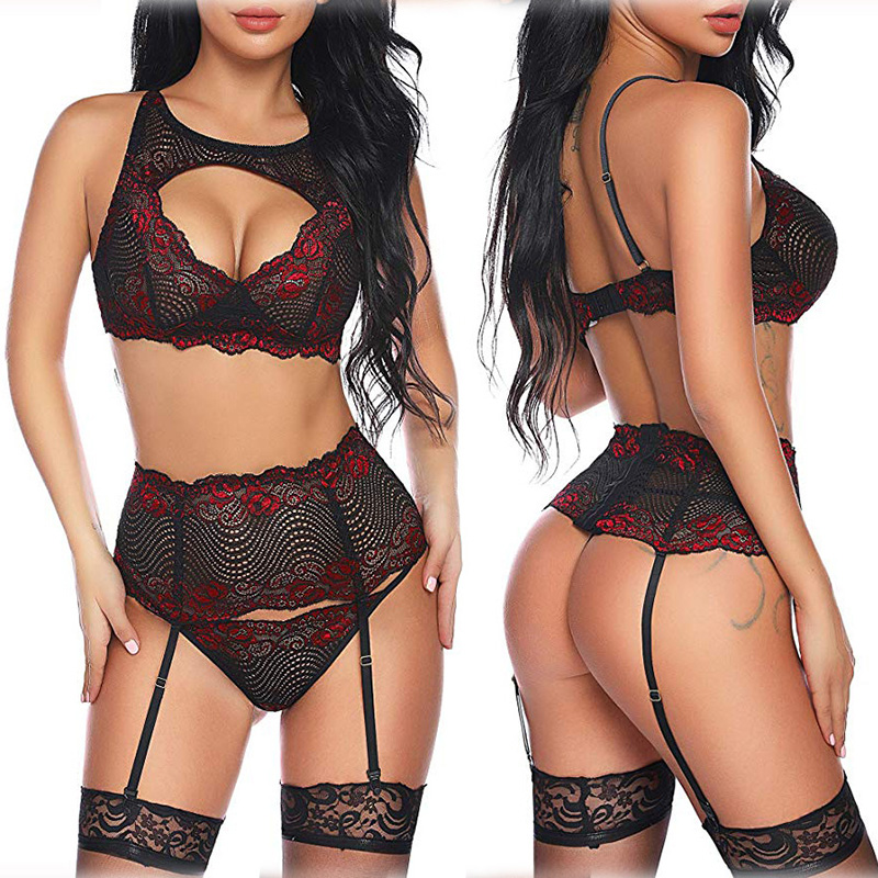 Female Sexy Set Women Bra Set Personality Three Point Ladies Lace Bra Push Up High Waist Fashion Sexy Hollow от DHgate WW