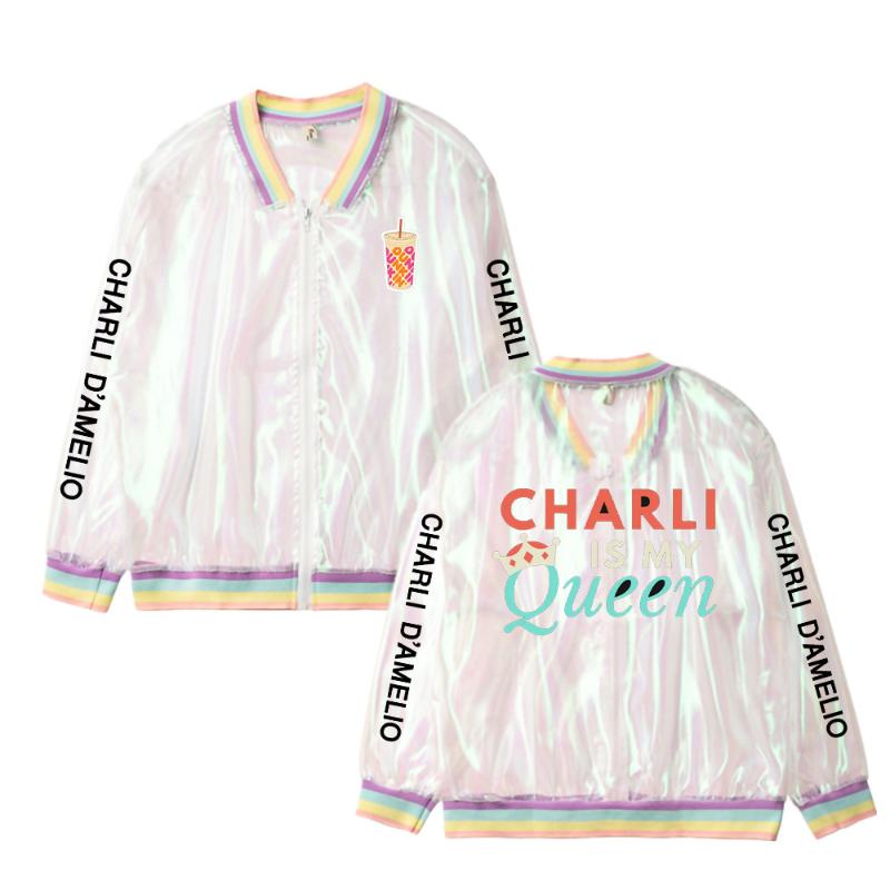 Charli Damelio Jacket Rainbow Bomber Women Clear Iridescent Summer Hologram Basic Coat Sunproof Laser Transparent, Blue;gray
Charli Damelio Jacket Rainbow Bomber Women Clear Iridescent Summer Hologram Basic Coat Sunproof Laser Transparent, Blue;gray