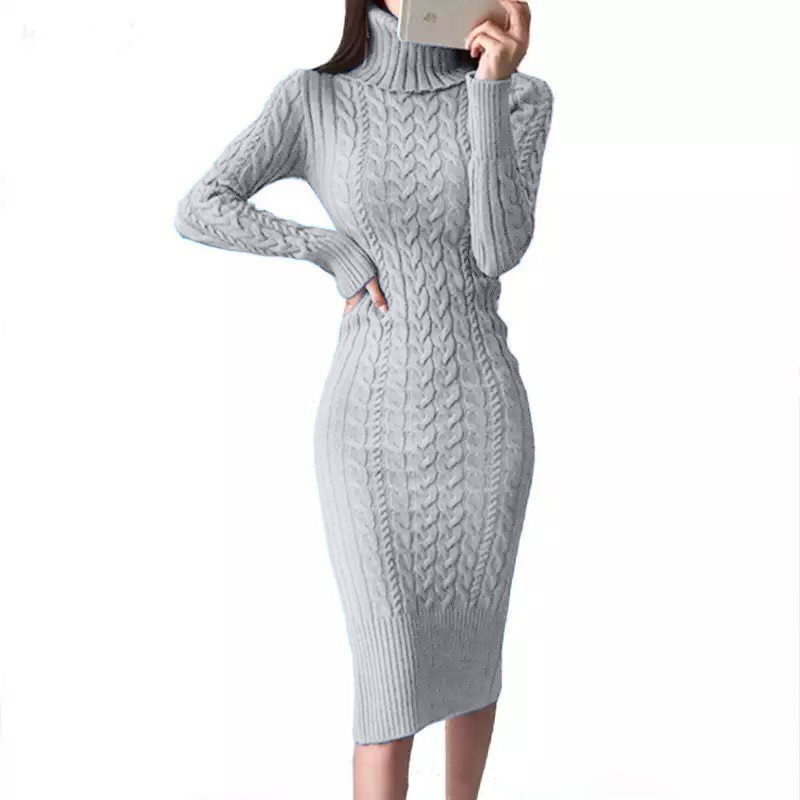 Autumn Winter New Knitted Long Sweater Solid Color Sweater Women Long-sleeved Sweater Fashion Slim Lady All-match Sweater-Dress, Dg
Autumn Winter New Knitted Long Sweater Solid Color Sweater Women Long-sleeved Sweater Fashion Slim Lady All-match Sweater-Dress, Dg