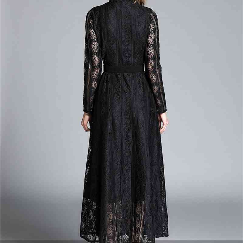Women Casual Lace Dress Autumn Fashion Long Sleeve Plus Size Elegant Runway Women's Party Dresses Vestidos 210520