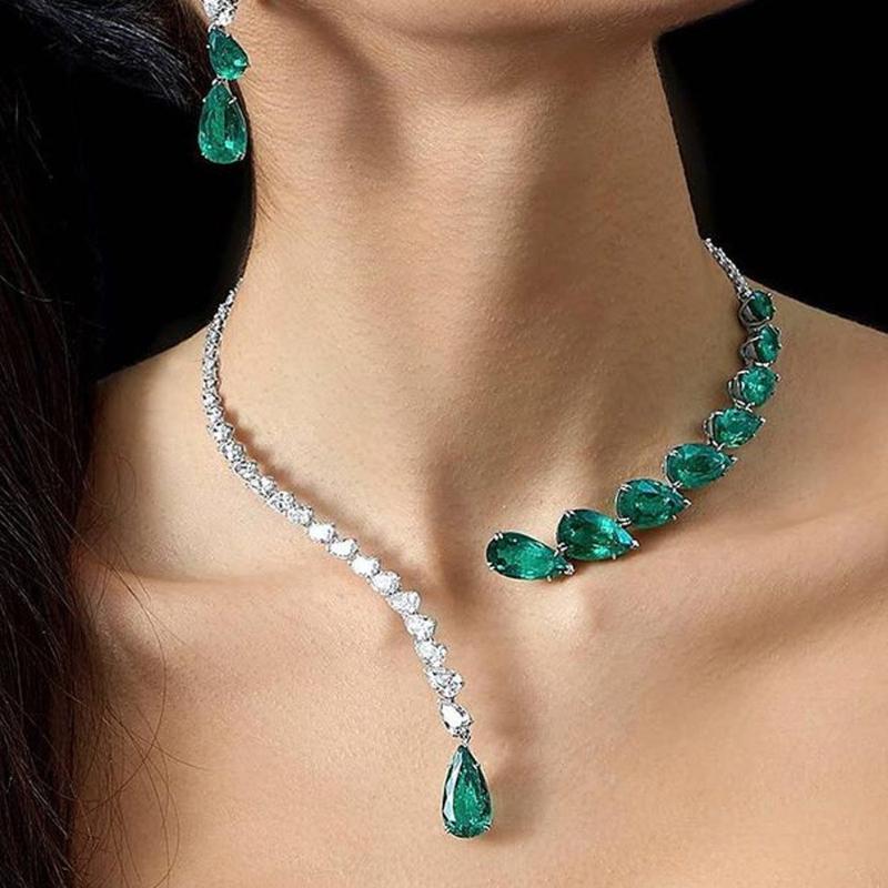 Chokers Vintage Green Zircon Rhinestone Bridal Water Drop Open Choker Necklace Prom Wedding Jewelry For Women Crystal Collar
Chokers Vintage Green Zircon Rhinestone Bridal Water Drop Open Choker Necklace Prom Wedding Jewelry For Women Crystal Collar