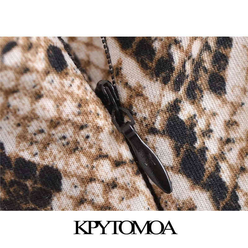 Women Sexy Fashion Snake Print Midi Dress Backless Zipper Thin Straps Female Dresses Vestidos Mujer 210420