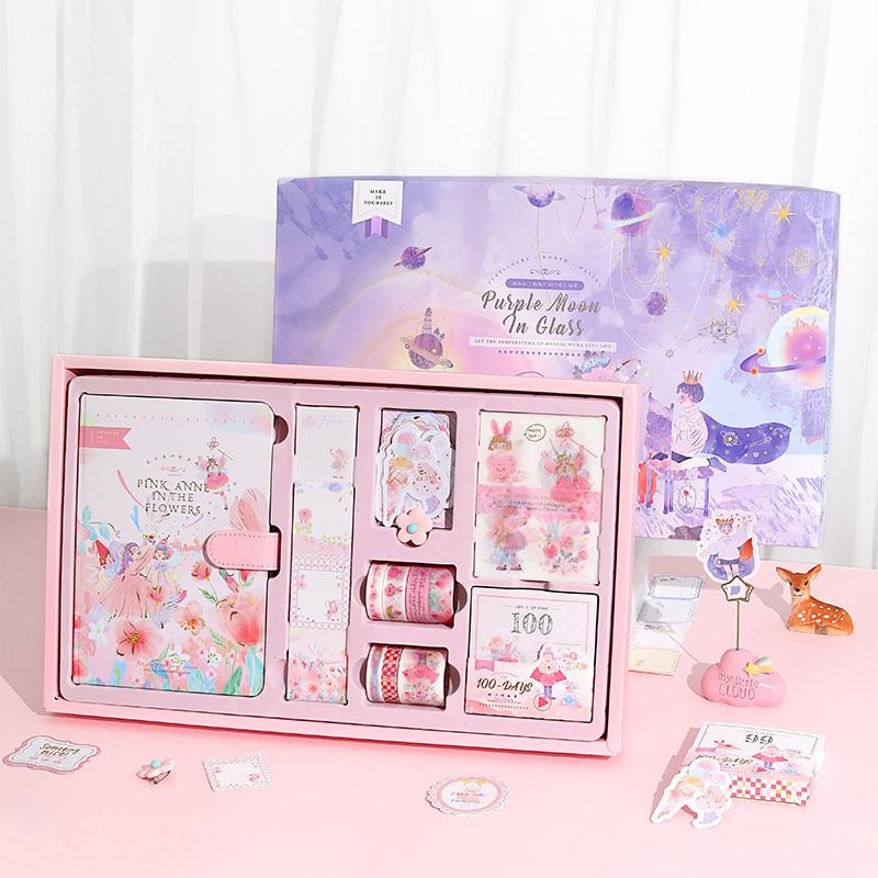 Portable Travel Diary Hand Ledger Sticker Note Paper Stationery Gift Box Small Fresh Fairy Tale Style Notepads, Purple;pink
Portable Travel Diary Hand Ledger Sticker Note Paper Stationery Gift Box Small Fresh Fairy Tale Style Notepads, Purple;pink