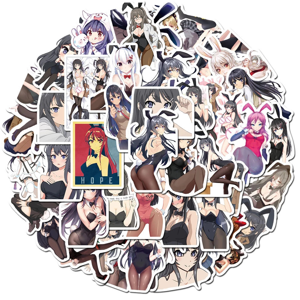 10/30/50PCS Anime Hentai Sexy Girl Bunny Graffiti Girl Sticker Laptop Guitar Luggage Waterproof Sticker Decoration Wholesale Car