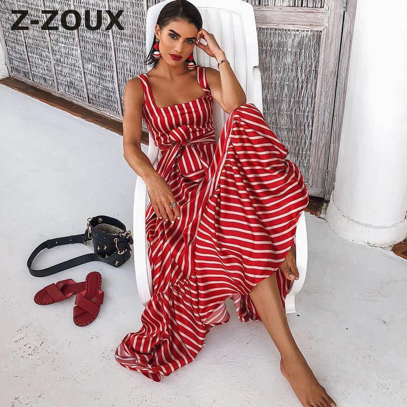 Women Dress Stripe Patchwork Bohemia Sexy Long Print Floral Maxi es Bow Lace Up Ruffles Summer es 210513