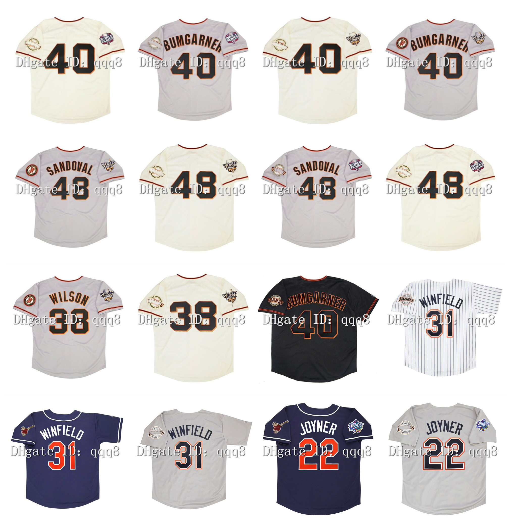 2010 2012 Retro Madison Bumgarner Jersey 48 Pablo Sandoval 38 Brian Wilson 1998 Dave Winfield 22 Wally Joyner Vintage Baseball Jerseys, As pic
2010 2012 Retro Madison Bumgarner Jersey 48 Pablo Sandoval 38 Brian Wilson 1998 Dave Winfield 22 Wally Joyner Vintage Baseball Jerseys, As pic