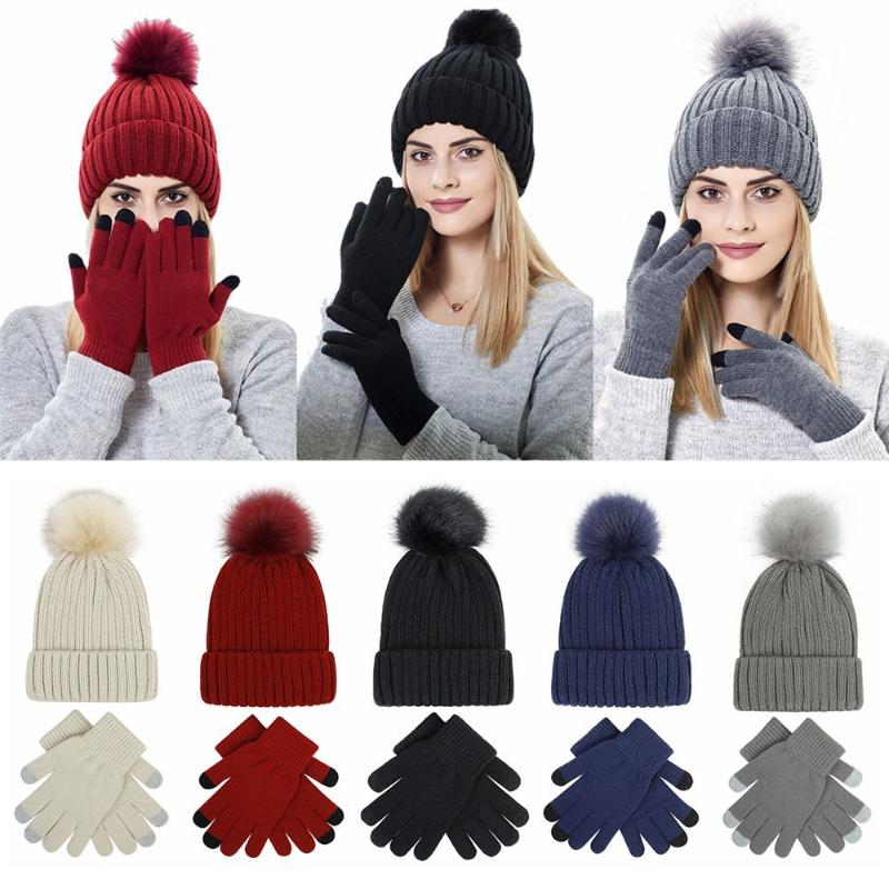 Hats, Scarves & Gloves Sets Fashion Knit Warm Winter Touch Screen Mittens Beanie Hat Set Slouchy Faux Fur Pom Hats
Hats, Scarves & Gloves Sets Fashion Knit Warm Winter Touch Screen Mittens Beanie Hat Set Slouchy Faux Fur Pom Hats