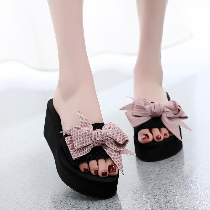 Slippers Women Bow Summer Sandals Slipper Outdoor Flip-flops Beach Shoes Fashion Female Casual Chanclas Slides Flock, 3cm heel pink
Slippers Women Bow Summer Sandals Slipper Outdoor Flip-flops Beach Shoes Fashion Female Casual Chanclas Slides Flock, 3cm heel pink