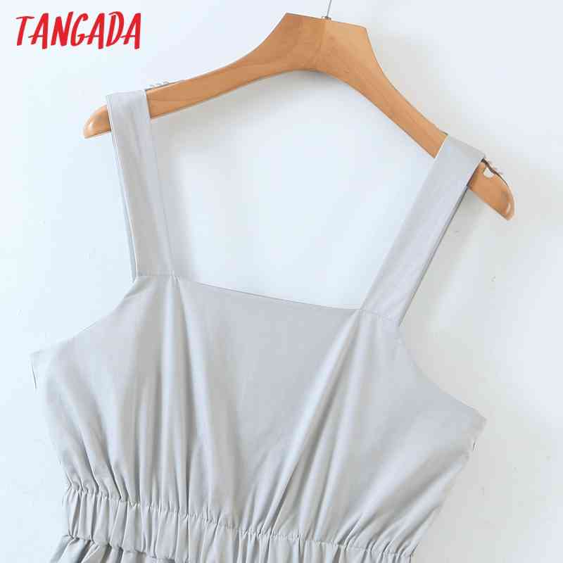 Summer Women Gray Crop Sleeveless Pocket Female Casual Jumpsuit QW79 210416