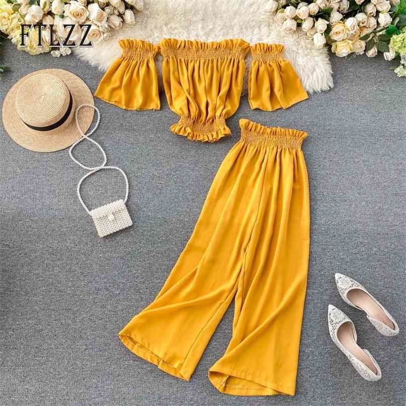 Summer Two Piece Set Fashion Women Off The Shoulder Shirt Tops + Straight Pants Outfit Female Beach Korean Clothes 210525
Summer Two Piece Set Fashion Women Off The Shoulder Shirt Tops + Straight Pants Outfit Female Beach Korean Clothes 210525