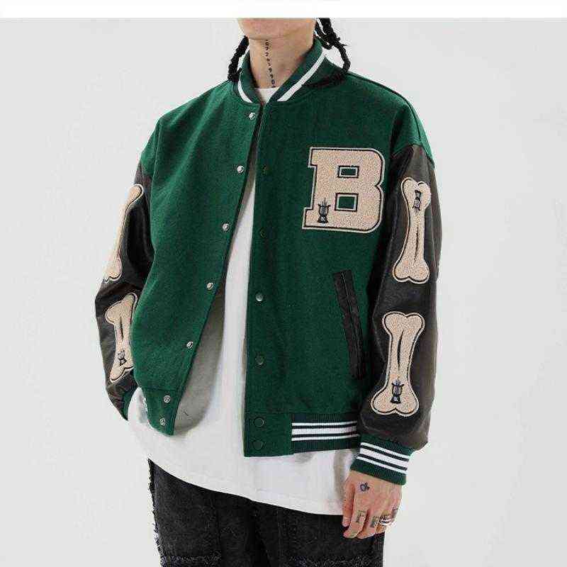 Mens Jackets Bone Letter Patchwork Harajuku Korea Style High Street Spring Autumn Baseball Coats Single-breasted Bomber Jacket Y1106, Base t
Mens Jackets Bone Letter Patchwork Harajuku Korea Style High Street Spring Autumn Baseball Coats Single-breasted Bomber Jacket Y1106, Base t