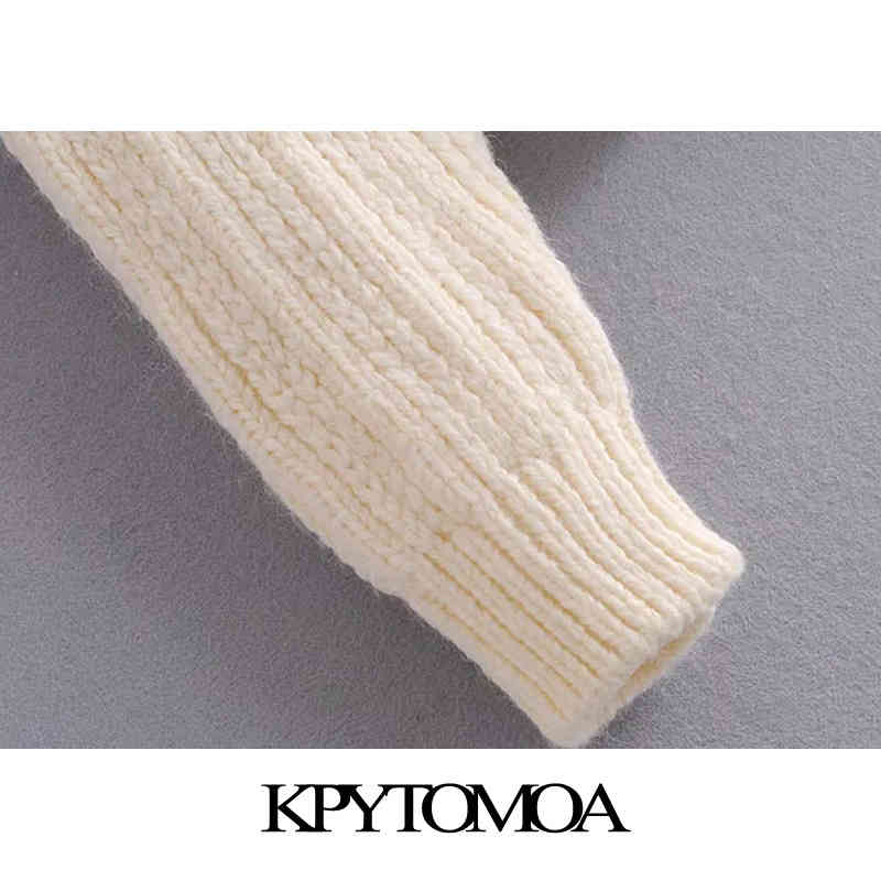 Women Fashion With Ribbed Trims Cable-Knit Sweater O Neck Long Sleeve Female Pullovers Chic Tops 210420