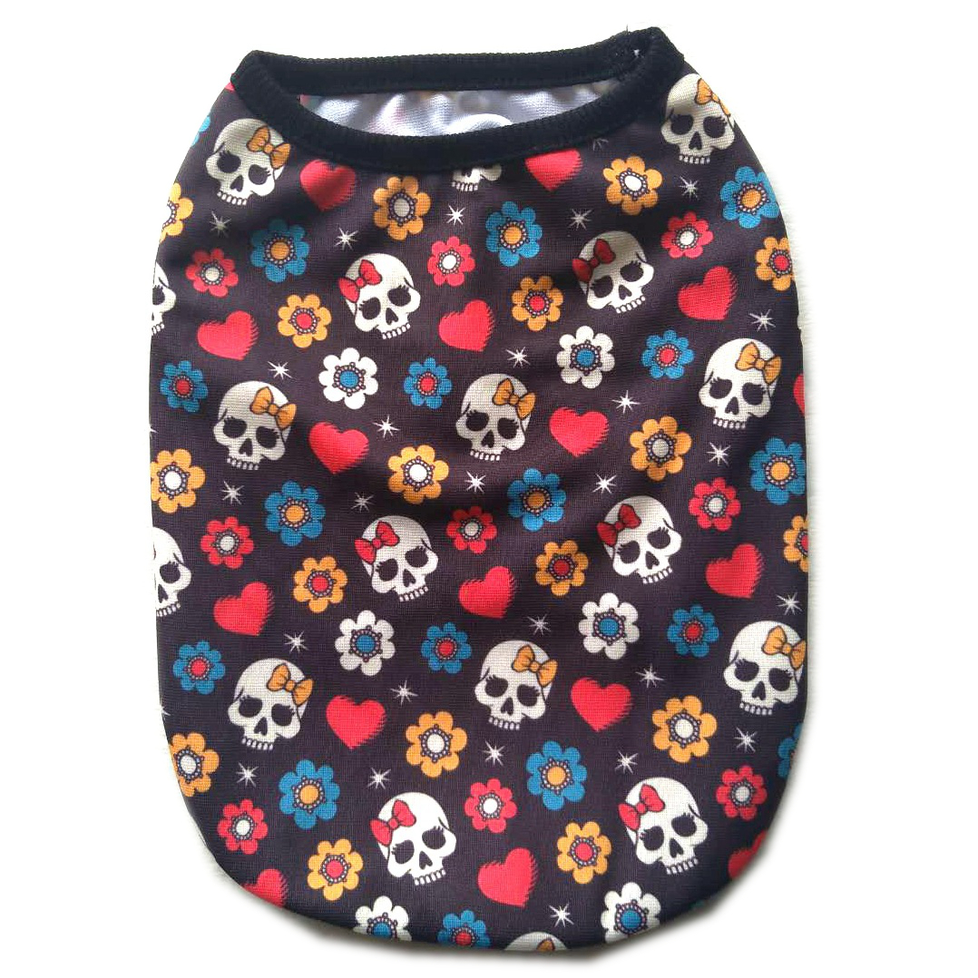 Dog Apparel Halloween Shirt Breathable Pet T-Shirt Doggy Puppy Clothes Pumpkin Ghosts Bats Skeletons Doggi Apparels for All Saints Day Parties Small D