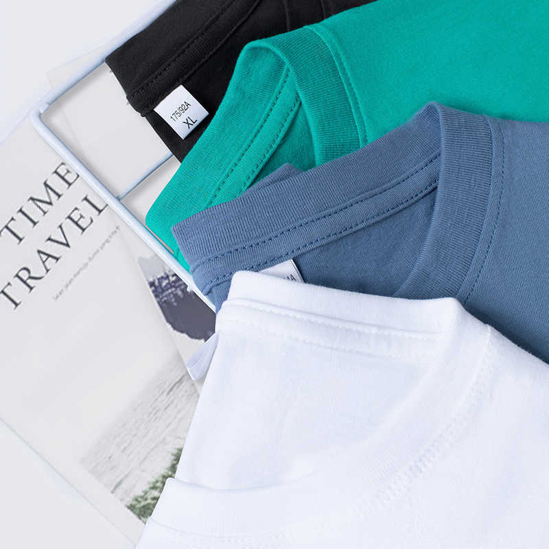 Summer Daily Casual Basic Mens T Shirts Soft 100% Cotton Loose O-Neck Short Sleeve Harajuku Plain Tee Shirt 4XL 5XL Black White 210528