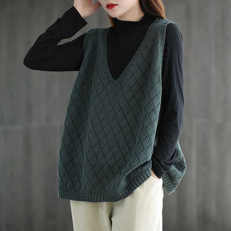 Arrival Spring Autumn Arts Style Women V-neck Sleeveless Knitting Vest 100% Cotton Loose Rhombus Sweater Vest Plus Size V149 210608, Brown
Arrival Spring Autumn Arts Style Women V-neck Sleeveless Knitting Vest 100% Cotton Loose Rhombus Sweater Vest Plus Size V149 210608, Brown