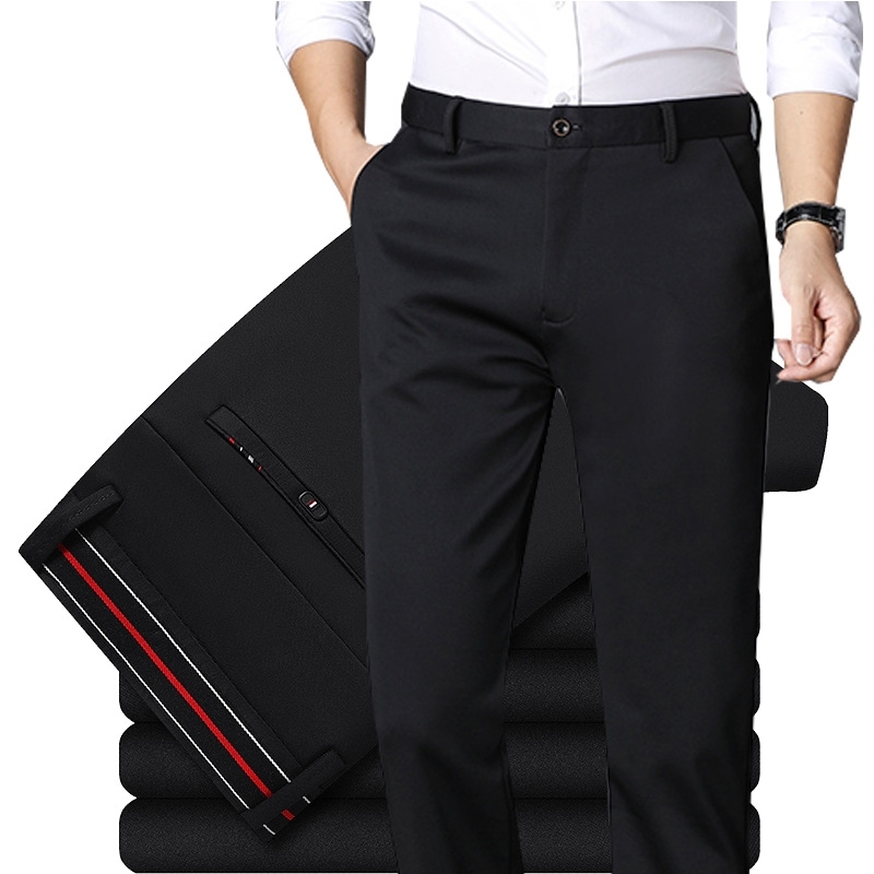 Ice silk casual autumn and winter thick Korean fashion slim fit small foot men's straight pants, Black
Ice silk casual autumn and winter thick Korean fashion slim fit small foot men's straight pants, Black