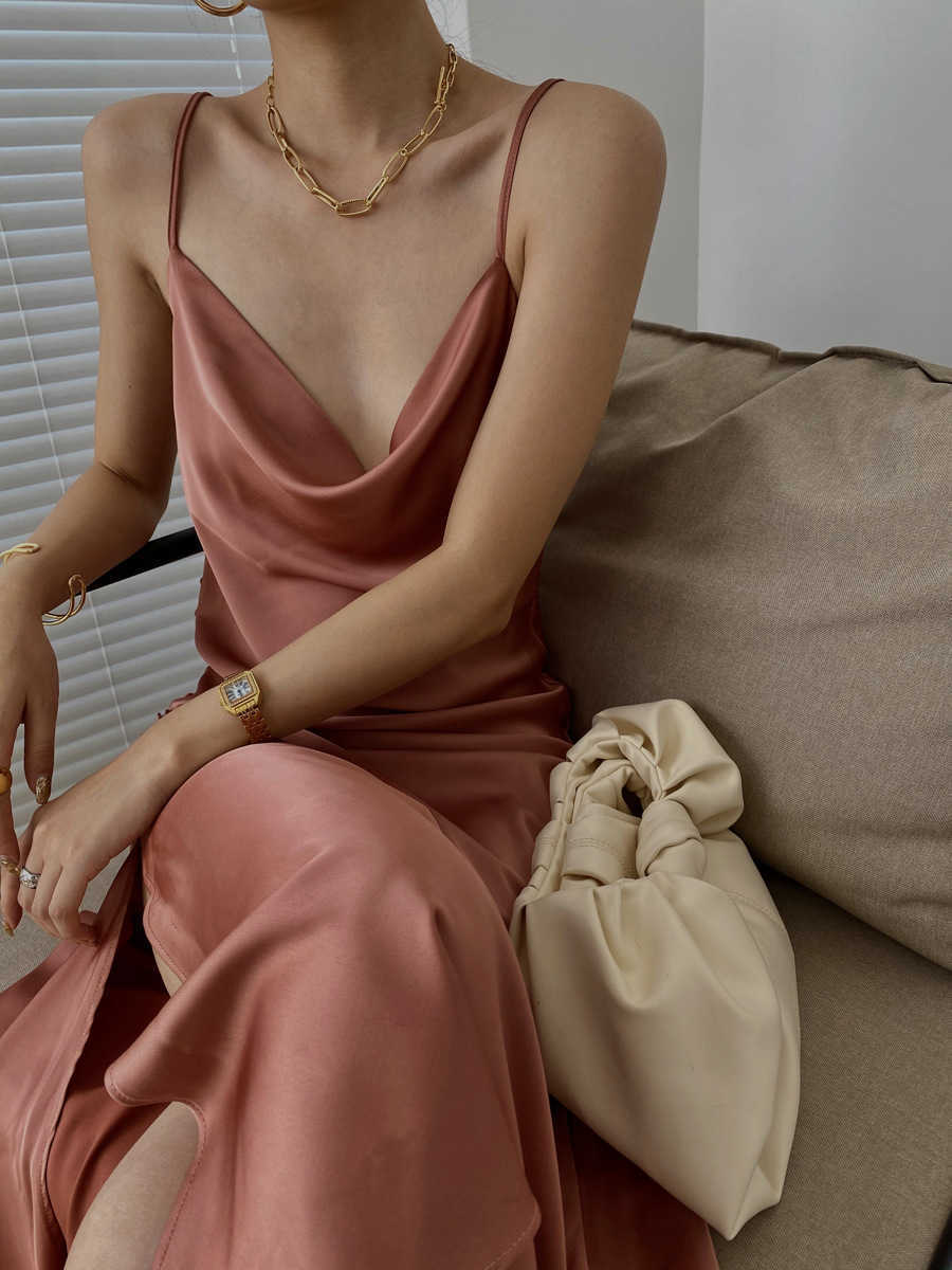 Sexy Spaghetti Strap Summer Dress Women Satin Lace Up Trumpet Long Elegant Bodycon Party es 210607, Pink
Sexy Spaghetti Strap Summer Dress Women Satin Lace Up Trumpet Long Elegant Bodycon Party es 210607, Pink
