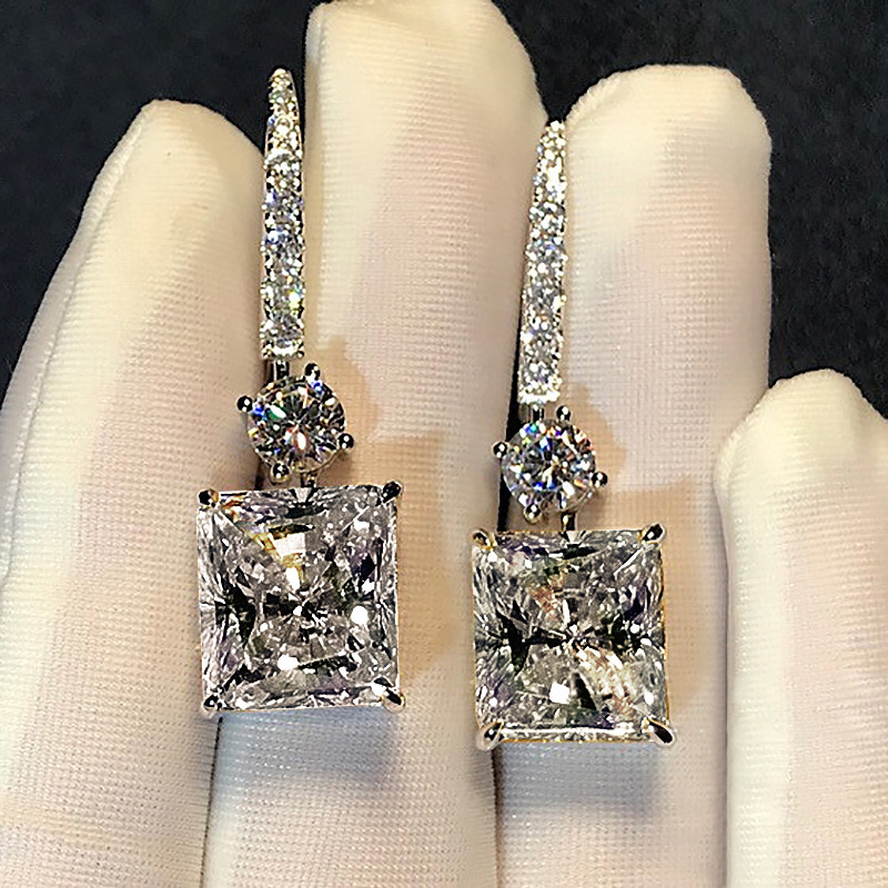 Artificial Moissanite Artificial Synthetic White Diamond Stud Earrings for Women