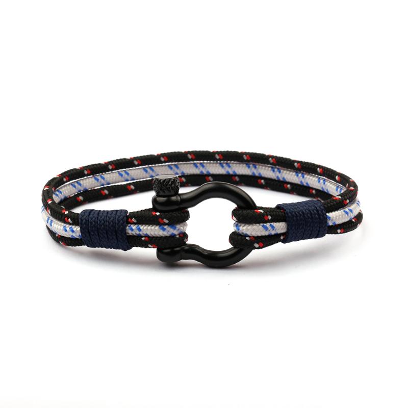 Charm Bracelets Fashion Stainless Steel Black Men And Woman Chain 550 Paracord Bracelet Jewelry Male Wrap Hook