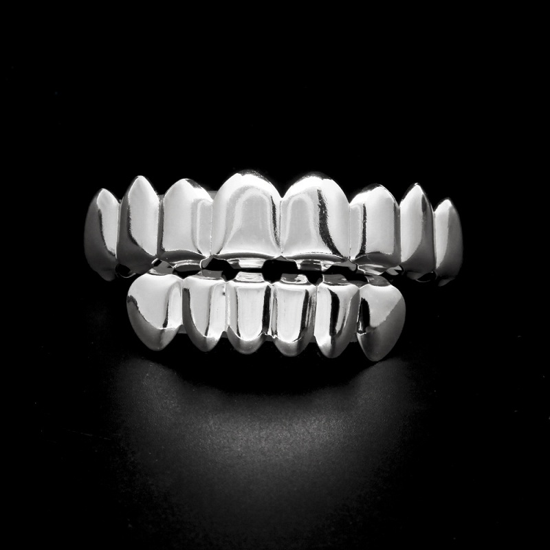 Mens Gold Grillz Teeth Set Fashion Hip Hop Jewelry High Quality Eight 8 Top Tooth & Six 6 Bottom Grills