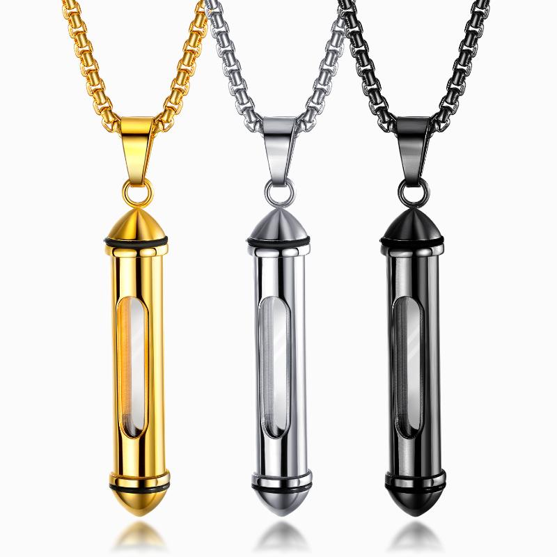 Pendant Necklaces Men's Classic Cylindrical Openable Perfume Bottle Necklace Stainless Steel Urn Memorial Wholesale Bulk Souvenir
Pendant Necklaces Men's Classic Cylindrical Openable Perfume Bottle Necklace Stainless Steel Urn Memorial Wholesale Bulk Souvenir
