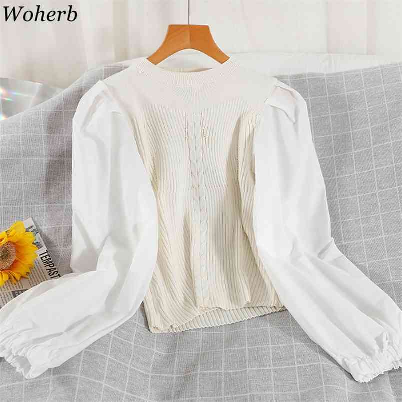 Sweater Women Jumpers Spring Summer Puff Sleeve Patchwork Knitted Pullover Shirts Casual O Neck Slim Simple Korean Tops 210519, White
Sweater Women Jumpers Spring Summer Puff Sleeve Patchwork Knitted Pullover Shirts Casual O Neck Slim Simple Korean Tops 210519, White