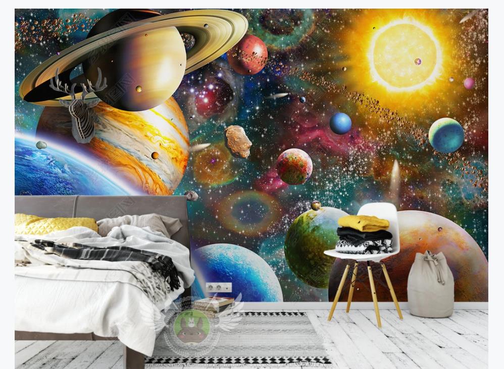 Benutzerdefinierte 3D handgemalte Weltraum-Universum-Fototapete, moderne Mode, kreativ, Wohnzimmer, Schlafzimmer, Kinder, Wandkunst, Wandgemälde,