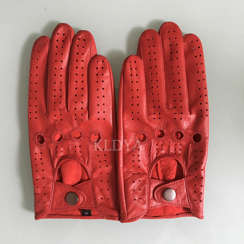 Fashion Solid Breathable Leather Gloves Spring Men Wrist Nappa Mitten Real Genuine Male Unlined Driving