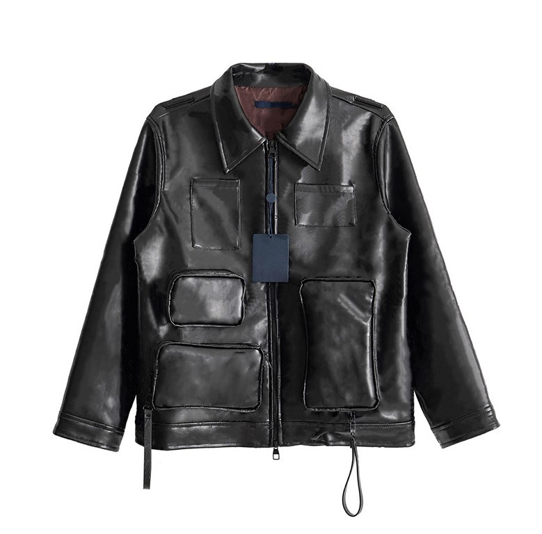2023 Fashion Mens Jackets Lapel Zipper Cardigan with Multiple Pockets Embellished Jacket Street Casual Winter Wear Womens Coat