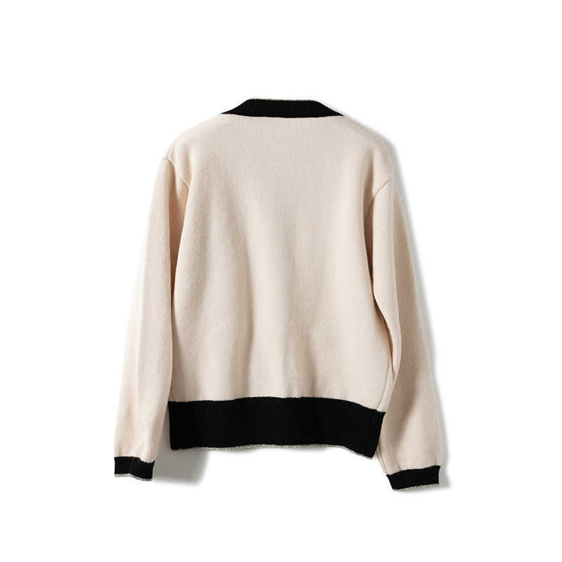 H.SA Fall Fashion Women Winter CLothese Black White Elegant Sweater And Cardigans Long SLeeve Button Up Knit Coat OL Jacket 210716