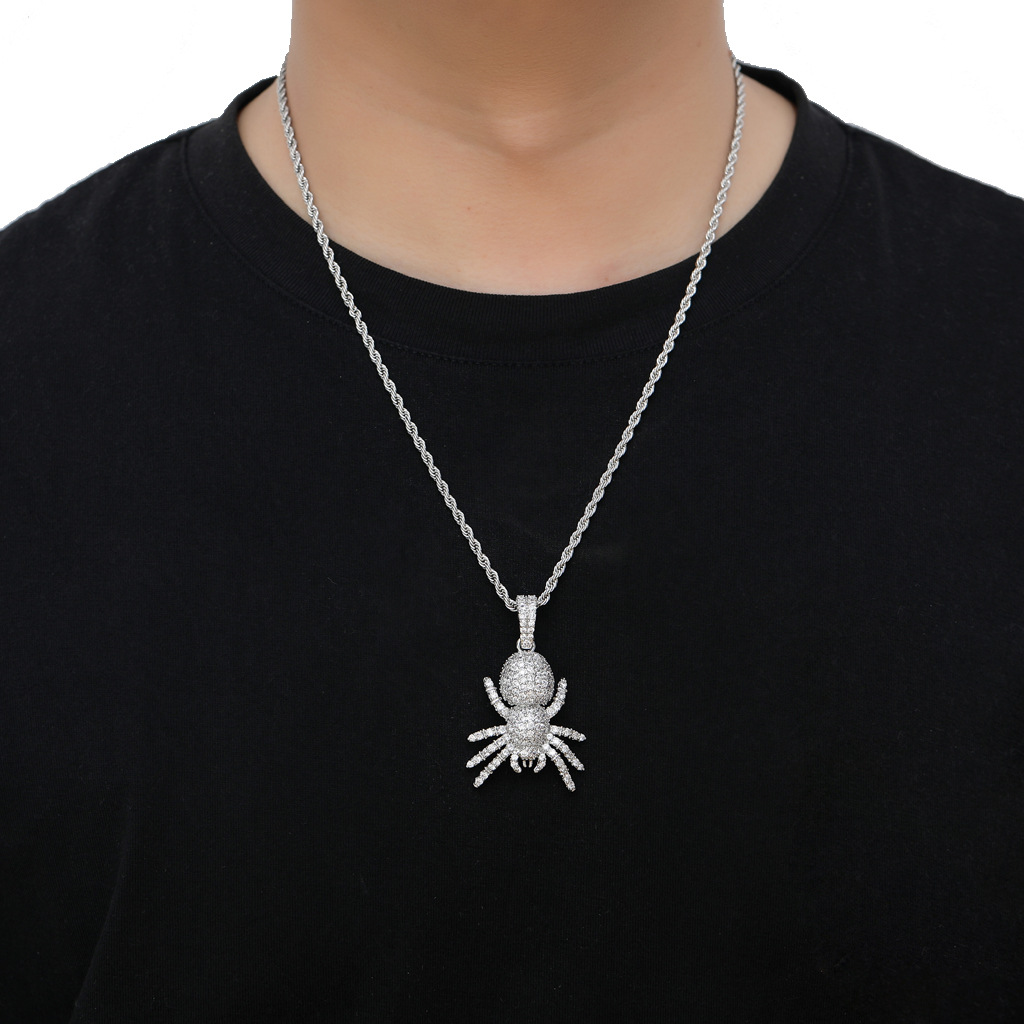 18k Gold Plated Hip Hop Necklace Jewelry Set Iced Out Cubic Zirconia Owl Spider Unicorn Shark Dinosaur Pendant Necklaces for Women Men Punk Rock Jewel