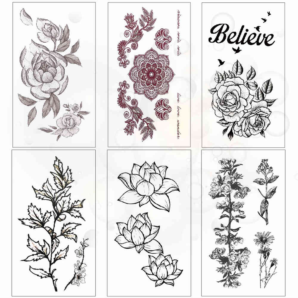 Temporary Tattoo Sticker Flower waterproof body Rose lotus peony Small temporary tattoo stickers for women hand neck
Temporary Tattoo Sticker Flower waterproof body Rose lotus peony Small temporary tattoo stickers for women hand neck