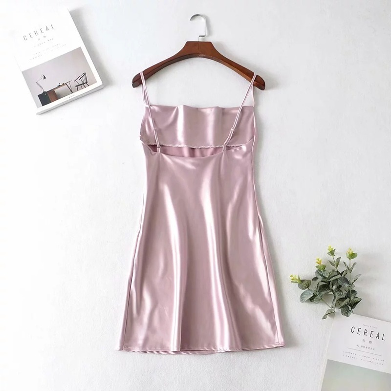 Spring Summer Women Satin Dress Sexy Camisole Elastic Female Home Beach Dresses Elegant Bodycon Party 210428