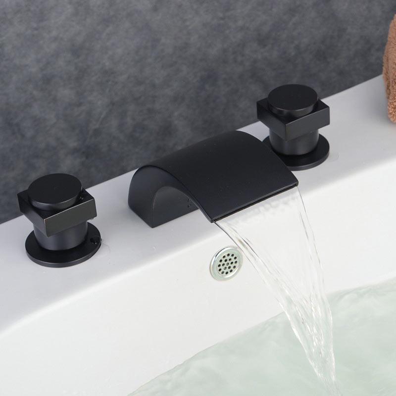 Bathroom Sink Faucets Basin Polished Black Oil Finish Brass Waterfall Style Faucet Widespread 3 Hole Mixer Taps
Bathroom Sink Faucets Basin Polished Black Oil Finish Brass Waterfall Style Faucet Widespread 3 Hole Mixer Taps