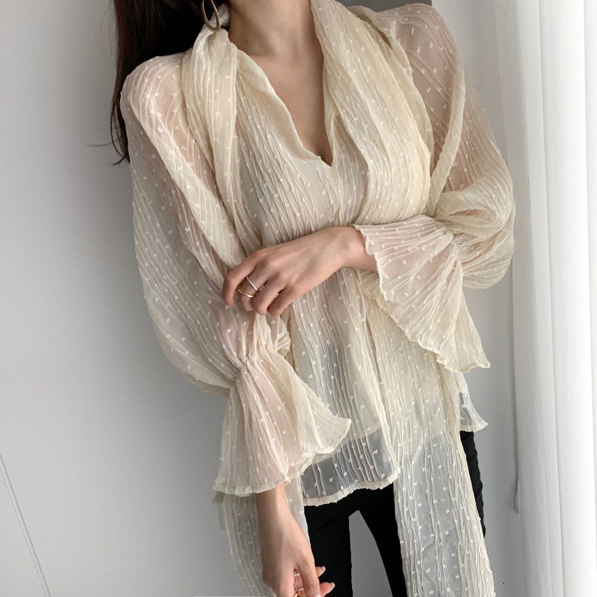 Women Polka Dots Korean Full Sleeves Blouses Arrival OL Elegant Minimalist Basic Shirt Work Wear Loose Tops 210421