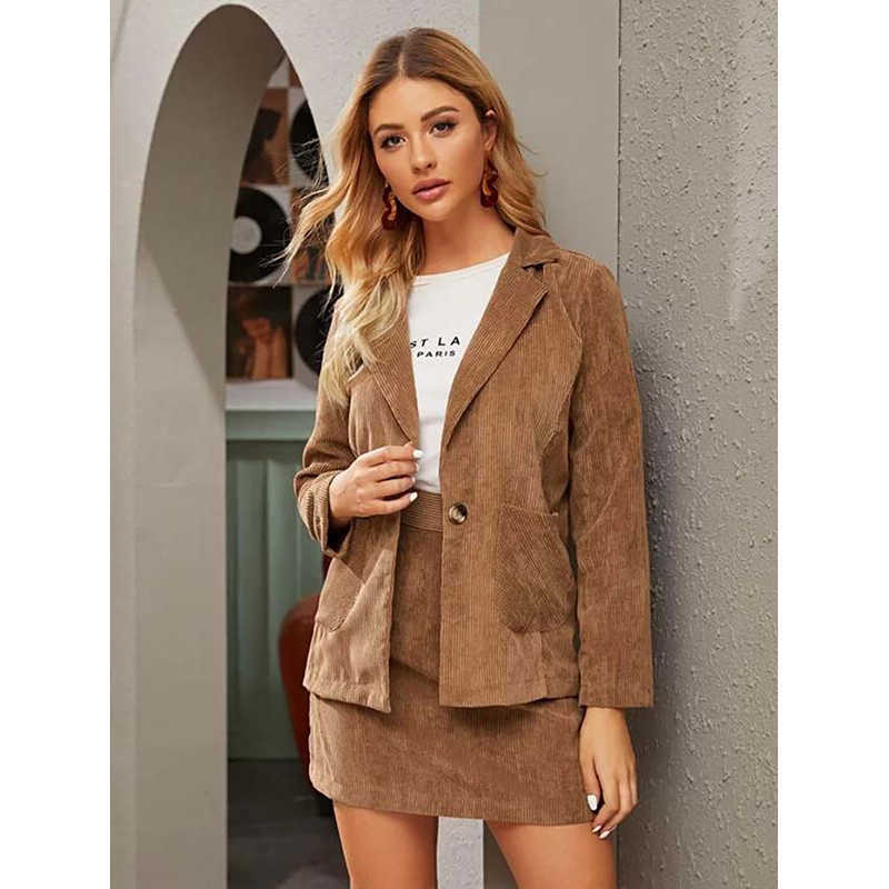 Vintage Autumn Winter Corduroy Women Blazers and Skirts 2 Pieces Suit Knitted Outwear Sets W749 210526, Khaki
Vintage Autumn Winter Corduroy Women Blazers and Skirts 2 Pieces Suit Knitted Outwear Sets W749 210526, Khaki