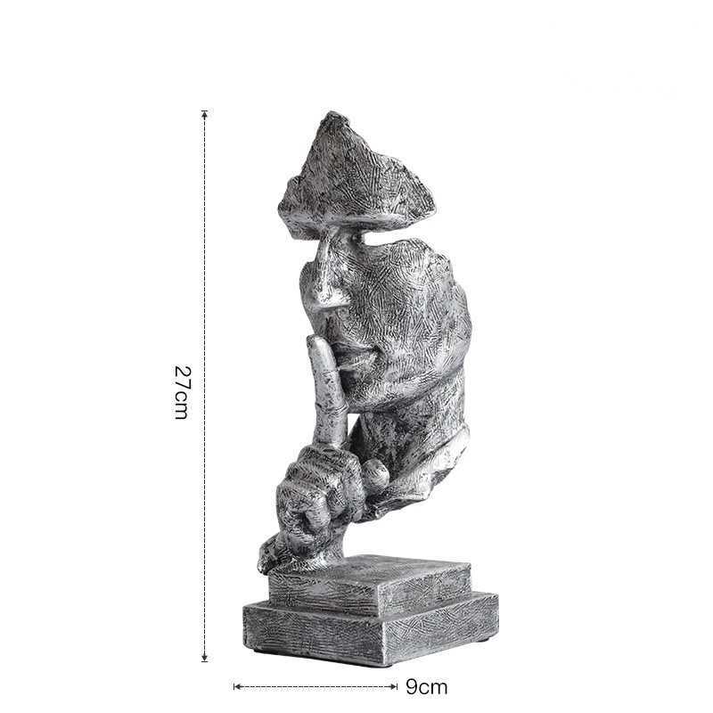 VILEAD 27cm Resin Silence is Golden Mask Statue Abstract Ornaments Statuettes Sculpture Craft for Office Vintage Home Decoration 210804