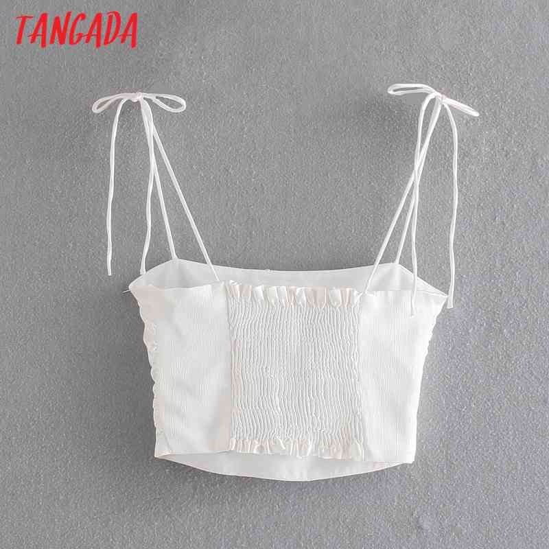 Women Sexy Solid Camis Crop Top Spaghetti Strap Sleeveless Backless Short Blouses Shirts Female Casual Tops 4N18 210416